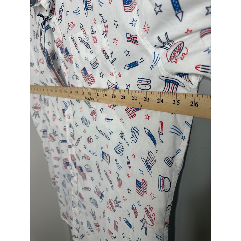 Free Planet Mens 2X White Patriotic BBQ Fireworks Button‎ Up Shirt - Picture 13 of 14